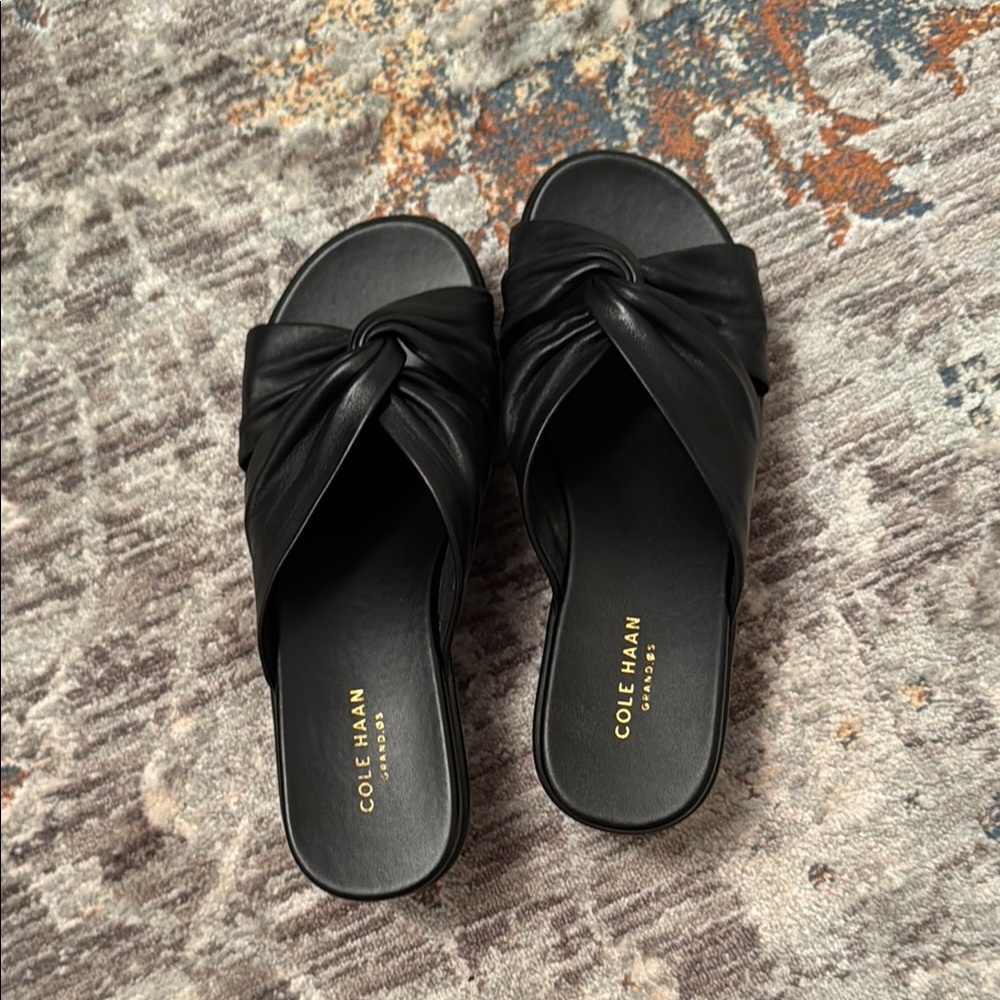 Cole Haan Black Leather Slide Sandals
